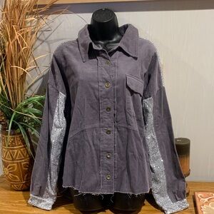 Umgee Corduroy Top with Sequin Accents